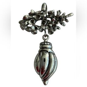 Rebecca Collins x Neiman Marcus Silver Seashell Coral Pendant Signed VTG